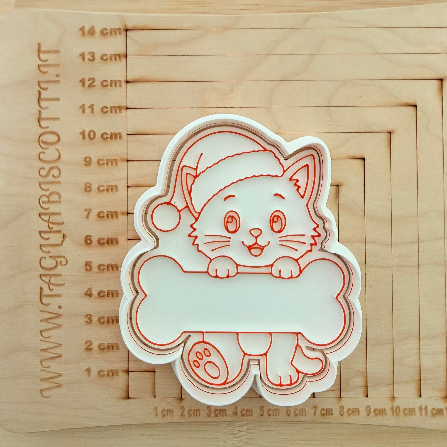 Cane e Gatto di Natale con Targhetta Osso – Tagliabiscotti Natalizi per Biscotti Personalizzati - 10cm