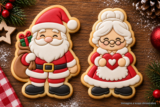 Tagliabiscotti Babbo Natale e Mamma Natale – Set 2 Stampi Natalizi
