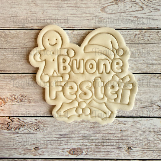 Tagliabiscotti "Buone feste" - Cookies Cutter - Formina - Stampo per biscotti o decorazione torte