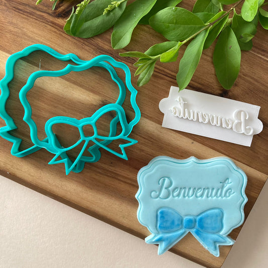 Cadre et tampon "Bienvenue" - Baptême - Nouveau Né - Emporte-pièce - Forme