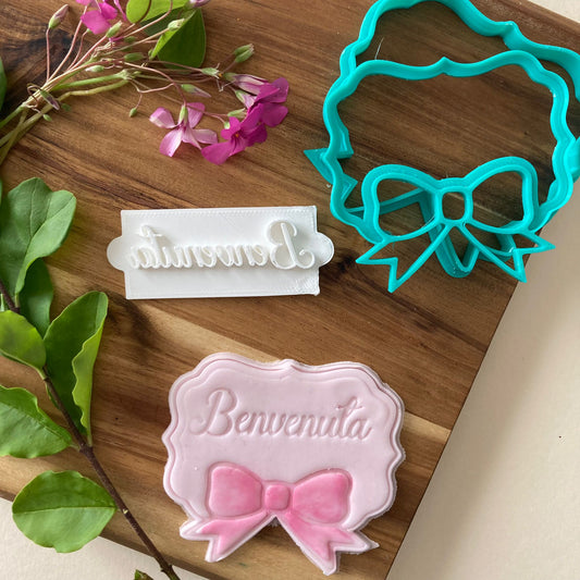 Cadre et tampon "Bienvenue" - Baptême - Nouveau Né - Emporte-pièce - Forme