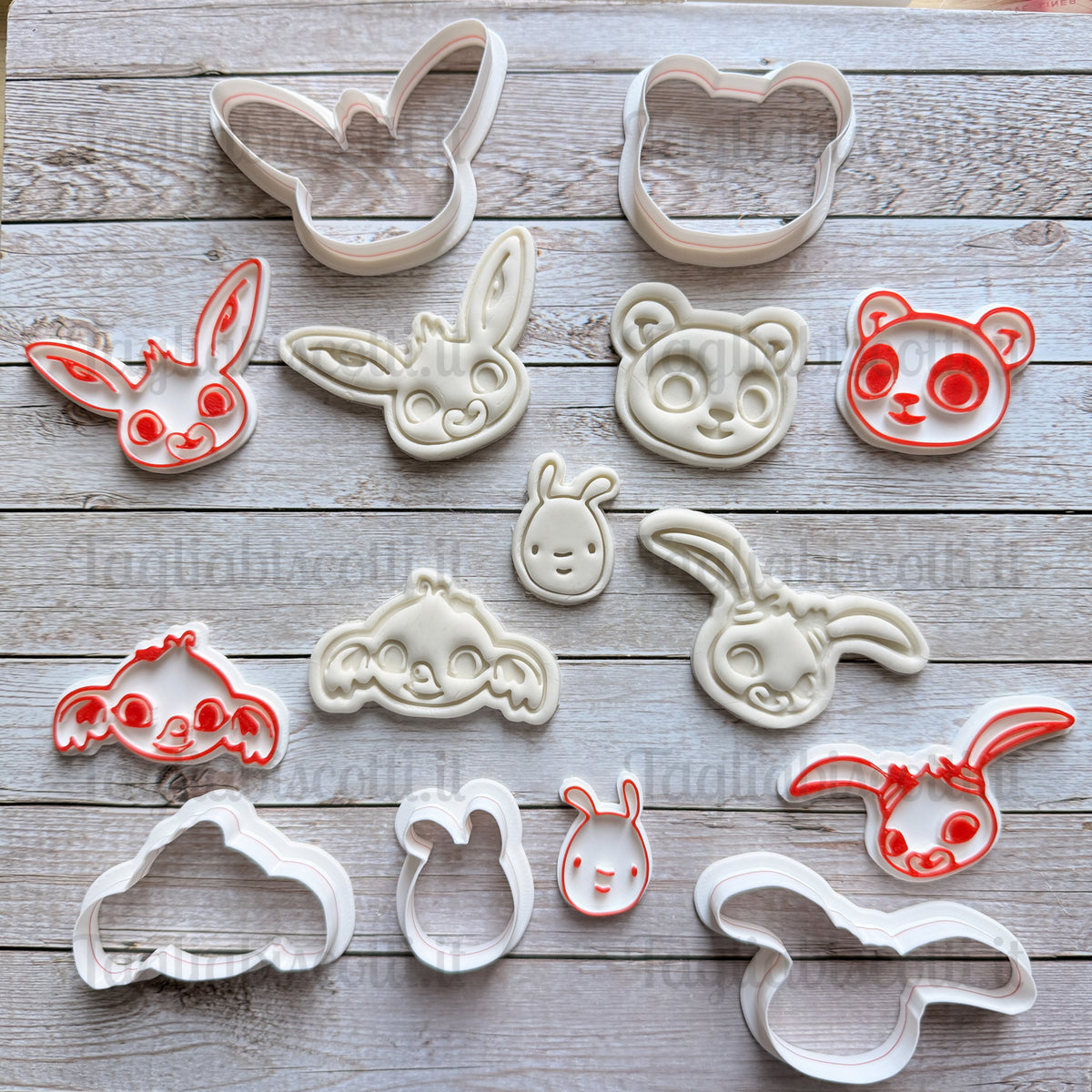 Tagliabiscotti Bin g Personaggi solo viso misura piccola (da 3 a 5cm), per cupcake o creamtart
