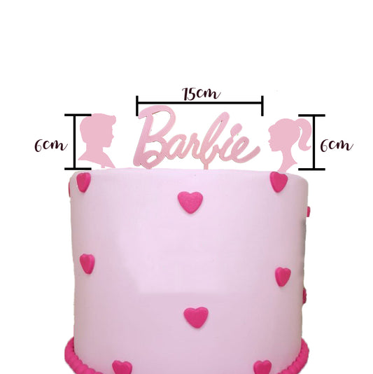 Barbie Cake Topper Set - for cakes in Cake Design or Cupcake - Writing 15cm