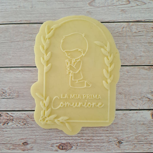 Stampo in acrilico - La mia prima comunione con bambino in preghiera - Outbosser - Cookies Cutter - Formina per biscotti o decorazioni torte