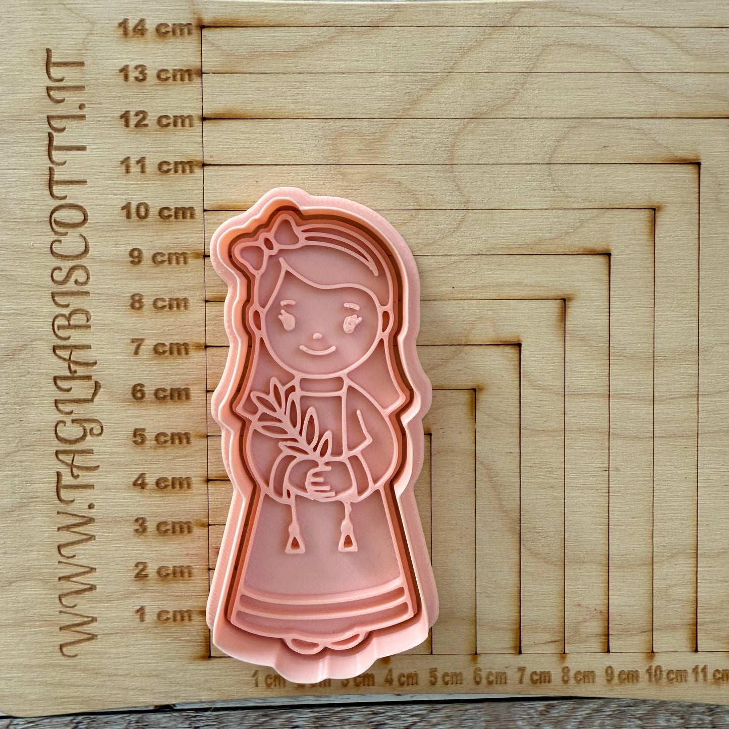 Bambina con tunica e rametto mod.2 - Prima Comunione - Cookies Cutter - Stampo per biscotti o decorazioni in pasta di zucchero