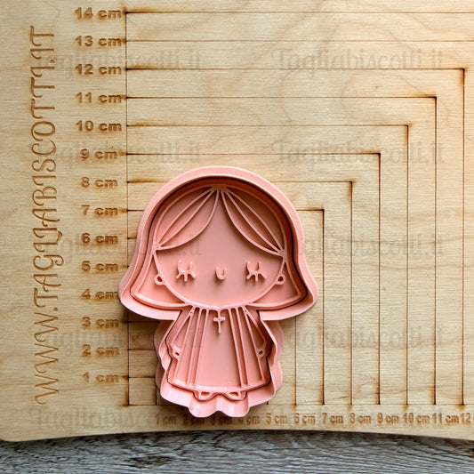 Tagliabiscotti Bambina Comunione Mod.3 – Biscotti Prima Comunione / Cresima - Cookies Cutter - Stampo per biscotti o decorazioni in pasta di zucchero