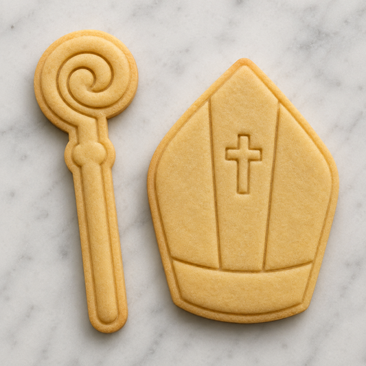 Set Tagliabiscotti Mitra e Pastorale del Vescovo – Comunione, Cresima e Cerimonie Religiose - Cookies Cutter - Formina per biscotti o decorazioni torte Cresima