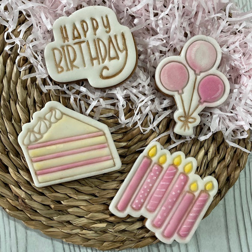 Tagliabiscotti compleanno - candeline - palloncini - happy birthday - torta - Formine - Cookies - festa