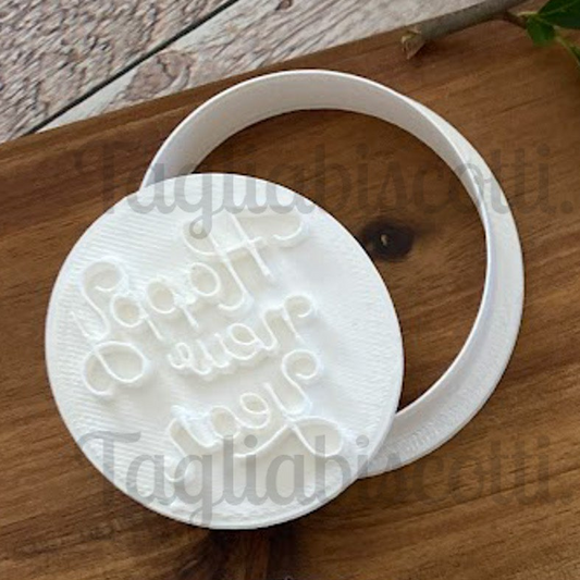 Tagliabiscotti scritta Happy New Year - Capodanno - anno nuovo -Cookies cutter - Formina