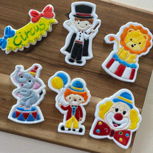 Circo - Set 5 Personaggi - Pagliaccio - Clown - Leone - Elefante - Mago - Cookies Cutter - Formine - Stampi per biscotti o pasta di zucchero