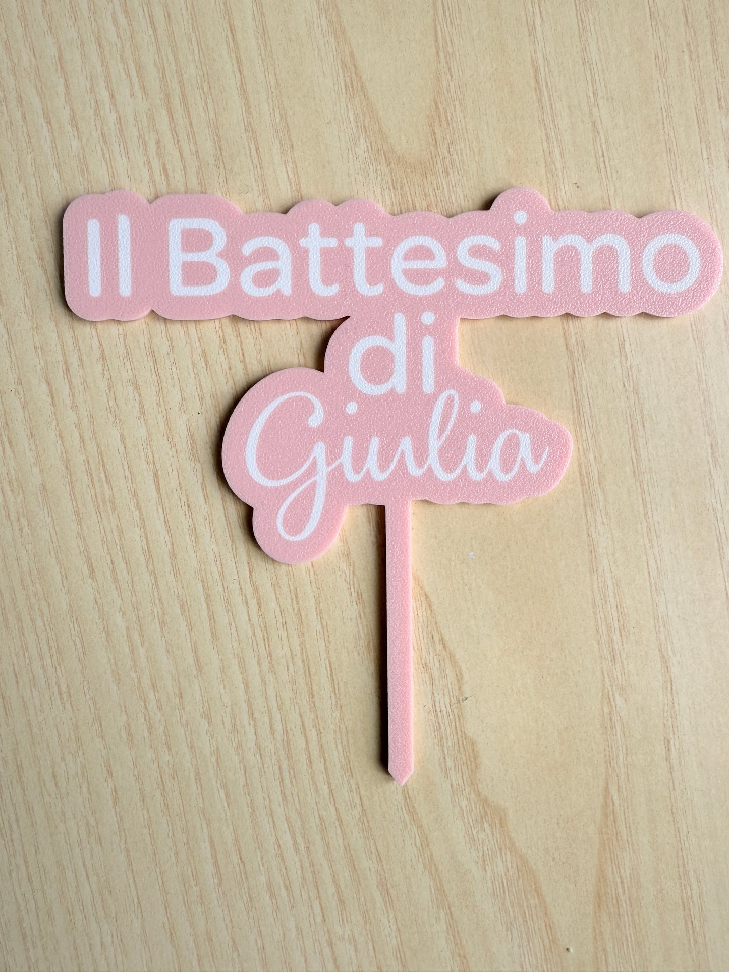 Cake Topper per torta battesimo bambina con nome personalizzato - per decorazione torte - 15cm