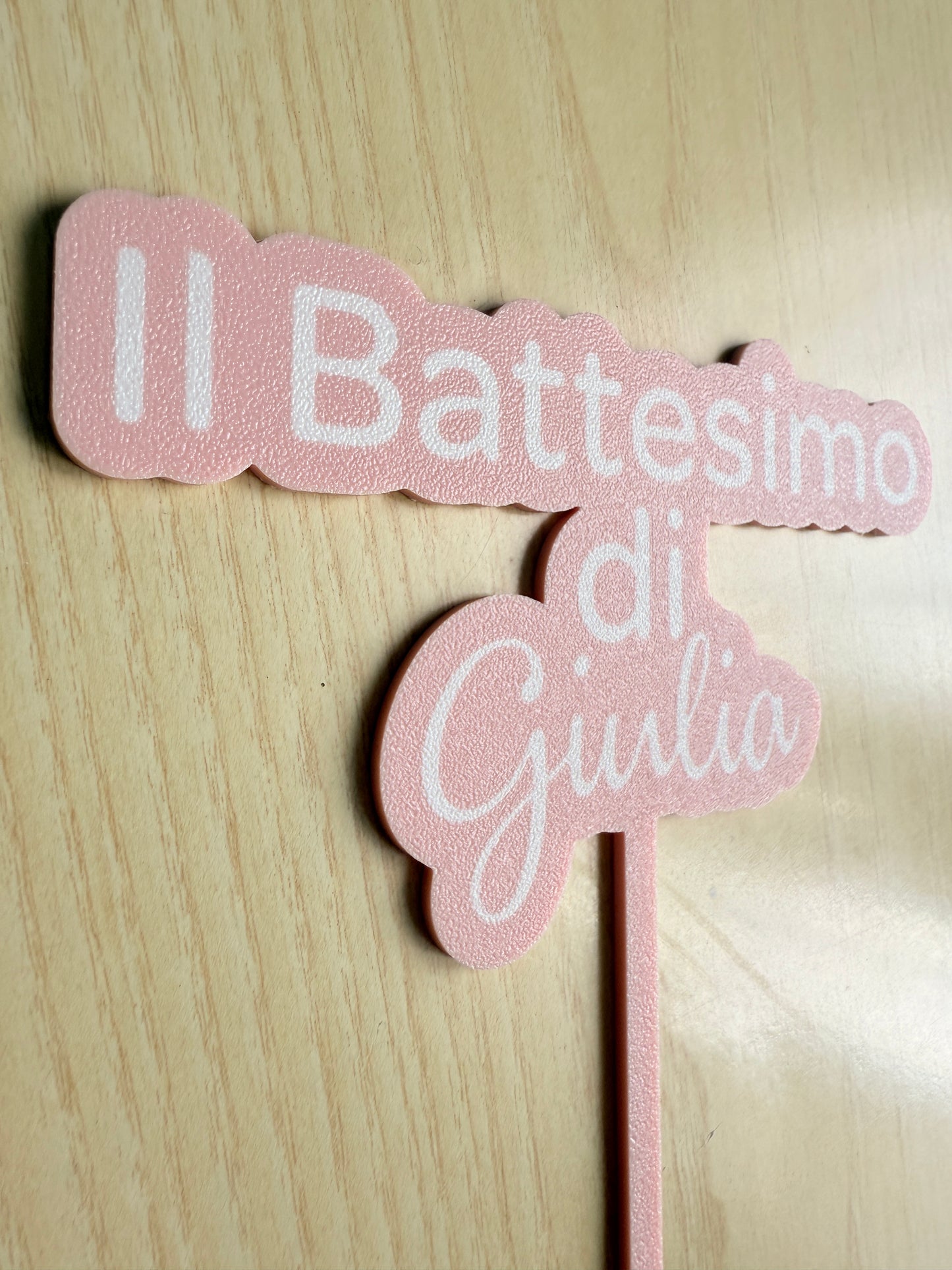 Cake Topper per torta battesimo bambina con nome personalizzato - per decorazione torte - 15cm