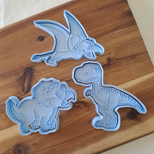 Dinosauri Set 3pz. - T-Rex - Triceratopo - Pterodattilo - Cookies Cutter - Formine - Tagliabiscotti -Stampo
