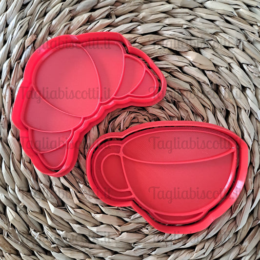 Cornetto e Cappuccino - Cookies Cutter - Tagliabiscotti - Tema Colazione