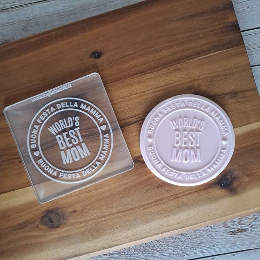 Stampo in acrilico - Buona Festa della Mamma "Wold's Best Mom" - Cookies Cutter - Formina per biscotti o decorazioni torte