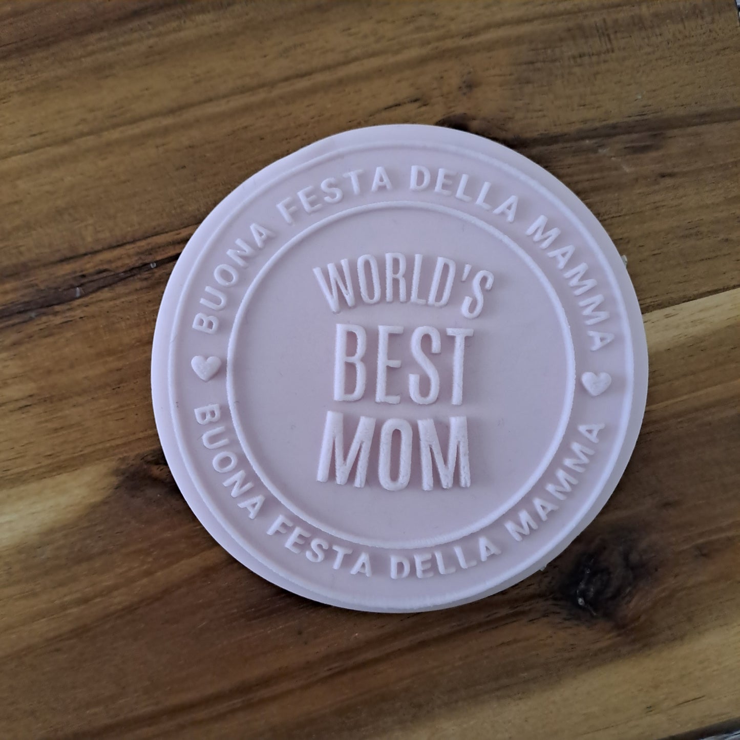 Stampo in acrilico -  Buona Festa della Mamma "Wold's Best Mom" - Cookies Cutter - Formina per biscotti o decorazioni torte