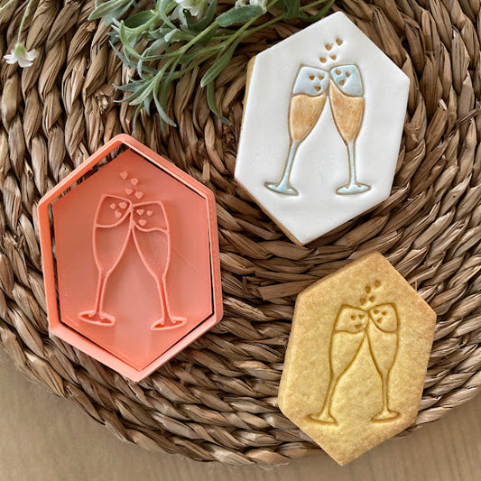 Calici in cornice ad esagono - Matrimonio - Formina - Cookies cutter per biscotti nuziali