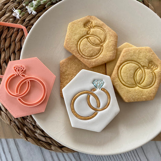 Anelli nuziali in cornice ad esagono - Matrimonio - Formina - Cookies cutter per biscotti nuziali
