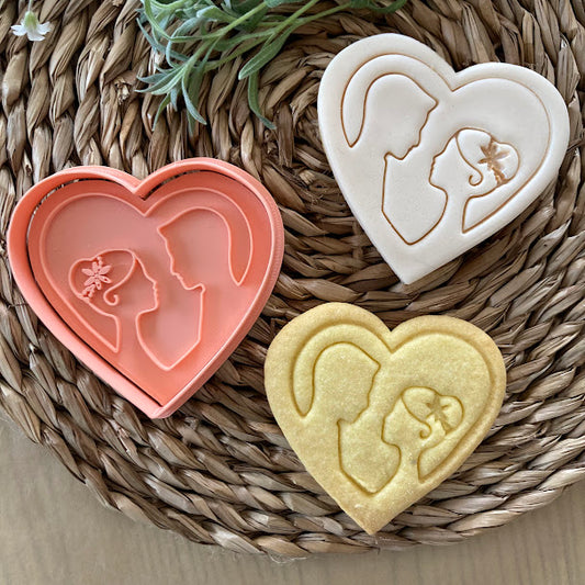 Sposi in cornice a cuore - Matrimonio - Formina - Cookies cutter per biscotti nuziali