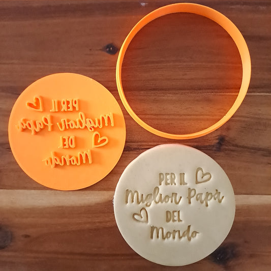 Papà migliore del mondo - Festa del Papà - Cookies cutter - Formina / Stampo per biscotti o decorazione dolci da 8 a 12cm