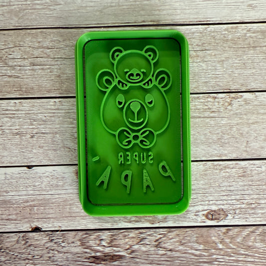 Tagliabiscotti Super papà con orsetti - Festa del Papà - Cookies cutter - Formina / Stampo per biscotti decorazione dolci da 8 a 12cm