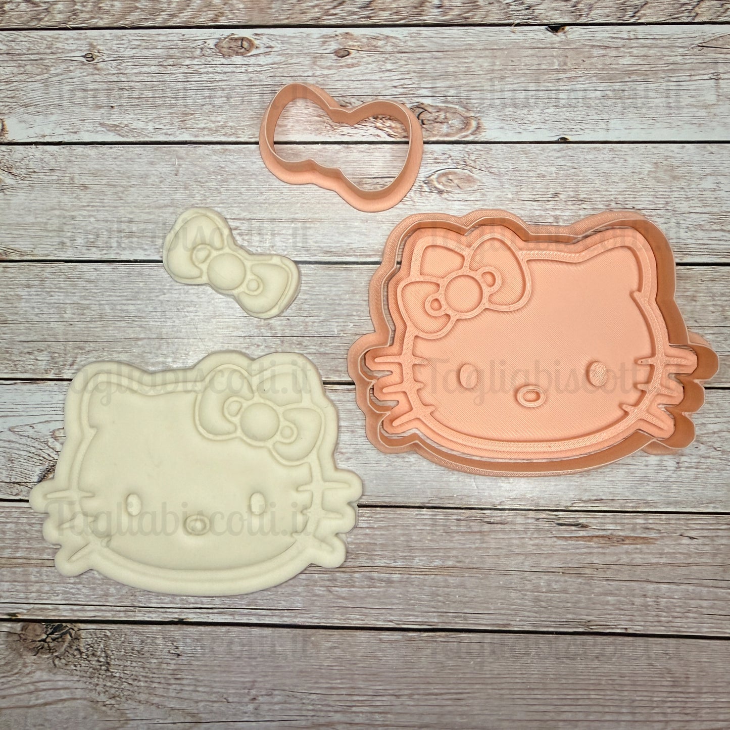 Tagliabiscotti Viso Hello gattina Kitty con cutter fiocco aggiuntivo