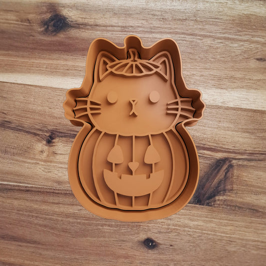 Gatto nella zucca - Halloween  - Cookies cutter - Formina - Stampo per pasta di zucchero