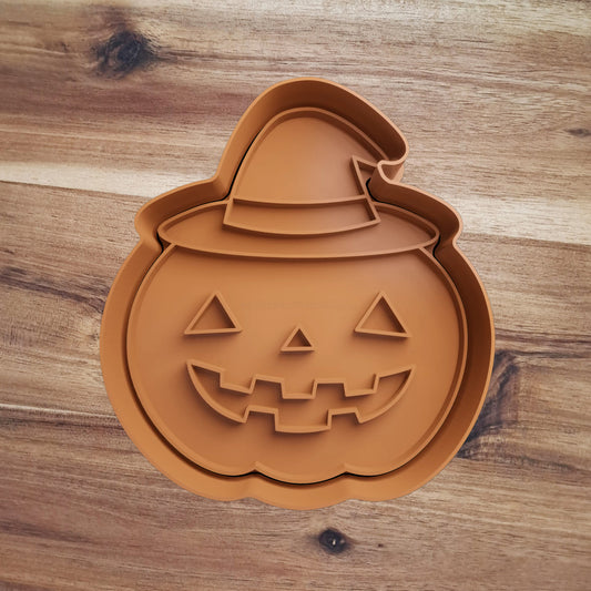 Zucca con Cappello Strega - Halloween  - Cookies cutter - Formina - Stampo per pasta di zucchero