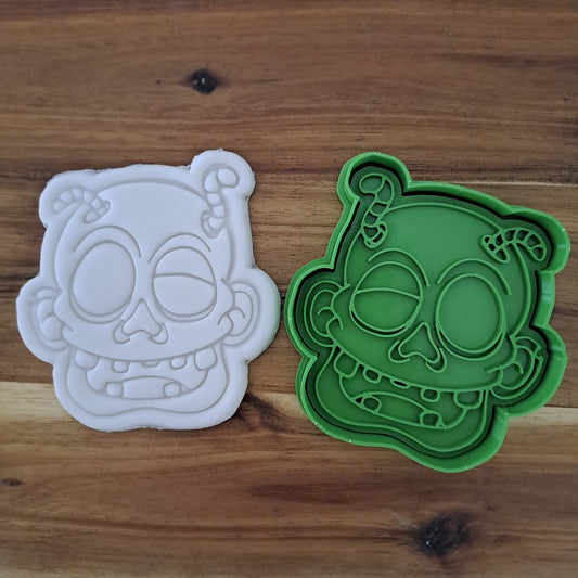 Testa Zombie con Vermi Mod.1 - Halloween - Cookies cutter - Formina - Stampo per biscotti o decorazioni in pasta di zucchero per cake design