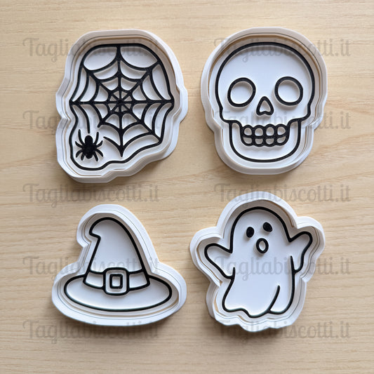 Tagliabiscotti Set di 4 Halloween Cookie Cutter – Stampi per biscotti a tema (7/8 cm)
