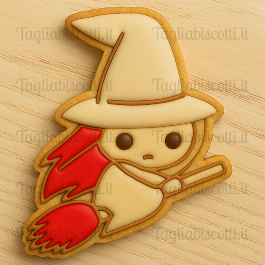 Tagliabiscotti Stregha con scopa - Halloween - Cookies cutter - Formina - Stampo per biscotti o decorazioni in pasta di zucchero per cake design