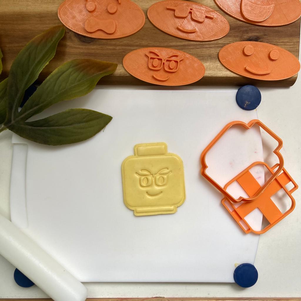 Lego Little Man Head with 8 interchangeable faces - Cookies Cutter - Mold - Mould