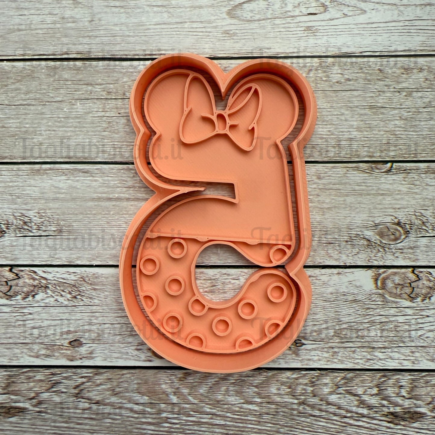 Numeri Mod. MIN 0-9 con fiocco e pois - Altezza 9 CM - stampini per torte in cake design