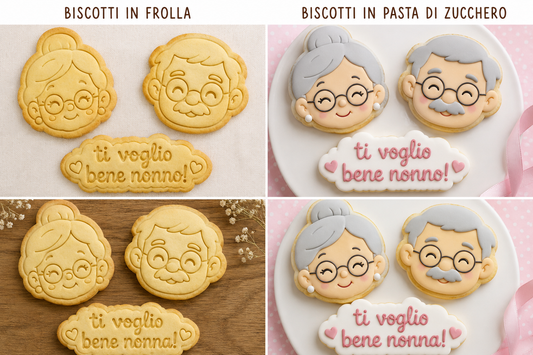 Set Tagliabiscotti Festa dei Nonni – Nonna, Nonno e Dediche “Ti Voglio Bene” - “Vi Vogliamo Bene Nonni”