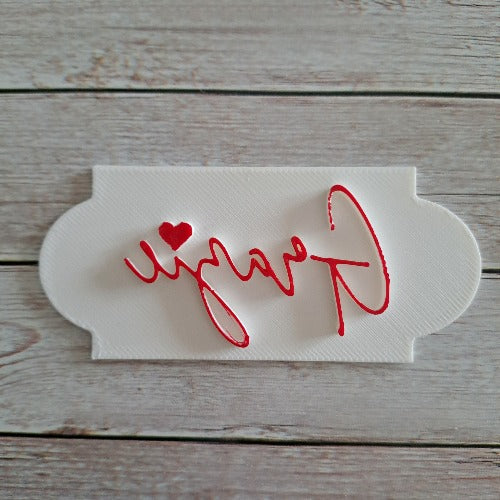 Merci avec Coeur - tampon - écriture - moule pour biscuits ou décors en pâte à sucre de 5 - 6 - 8 cm