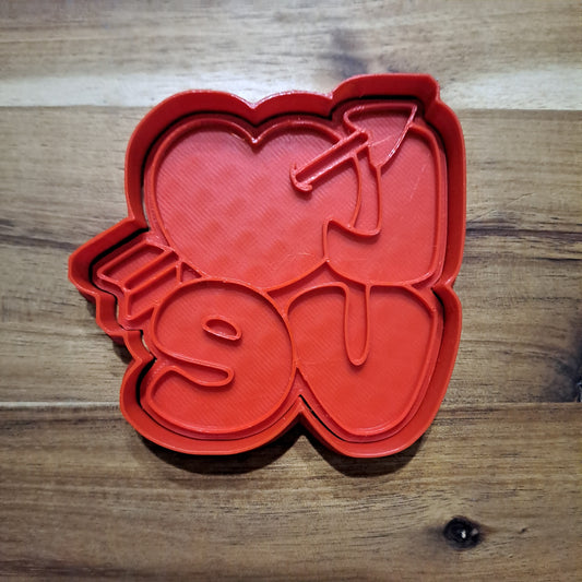 Tagliabiscotti San Valentino - Scritta LOVE con Cuore e Freccia - Cookie cutter - Stampo per biscotti o decorazioni in pasta di zucchero