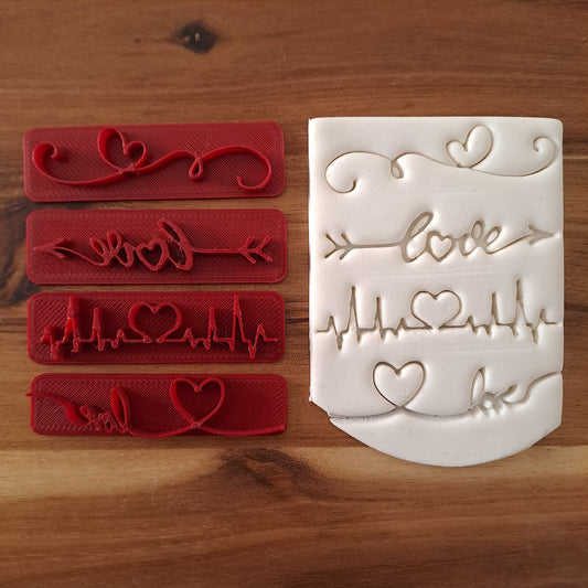 Tagliabiscotti Timbri Scritte a tema Amore Love - Cookie cutter - Stampo per biscotti o decorazioni in pasta di zucchero