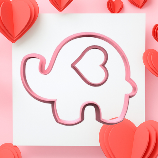Tagliabiscotti Elefantino Cuore 9cm - Amore Love - Cookie cutter - Stampo per biscotti o decorazioni in pasta di zucchero