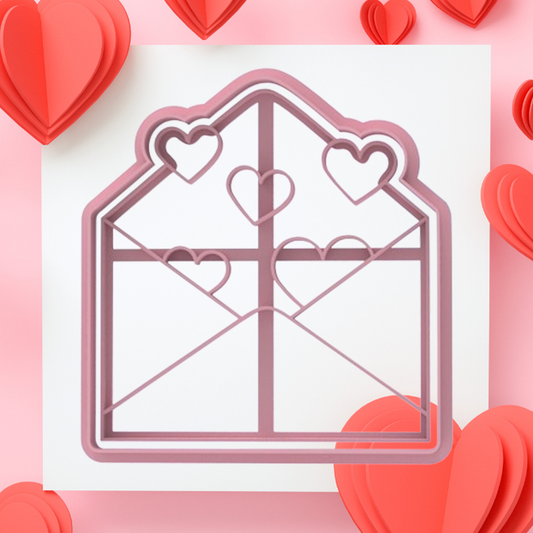 Tagliabiscotti Cutter Busta Postale con Cuori  - Amore Love - Cookie cutter - Stampo per biscotti o decorazioni in pasta di zucchero