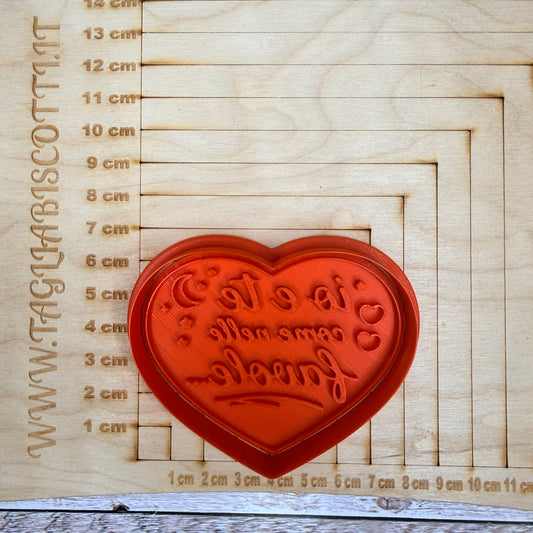 Tagliabiscotti cuore “Io e te come nelle favole” - San Valentino - Cookie cutter - Stampo per biscotti o decorazioni in pasta di zucchero