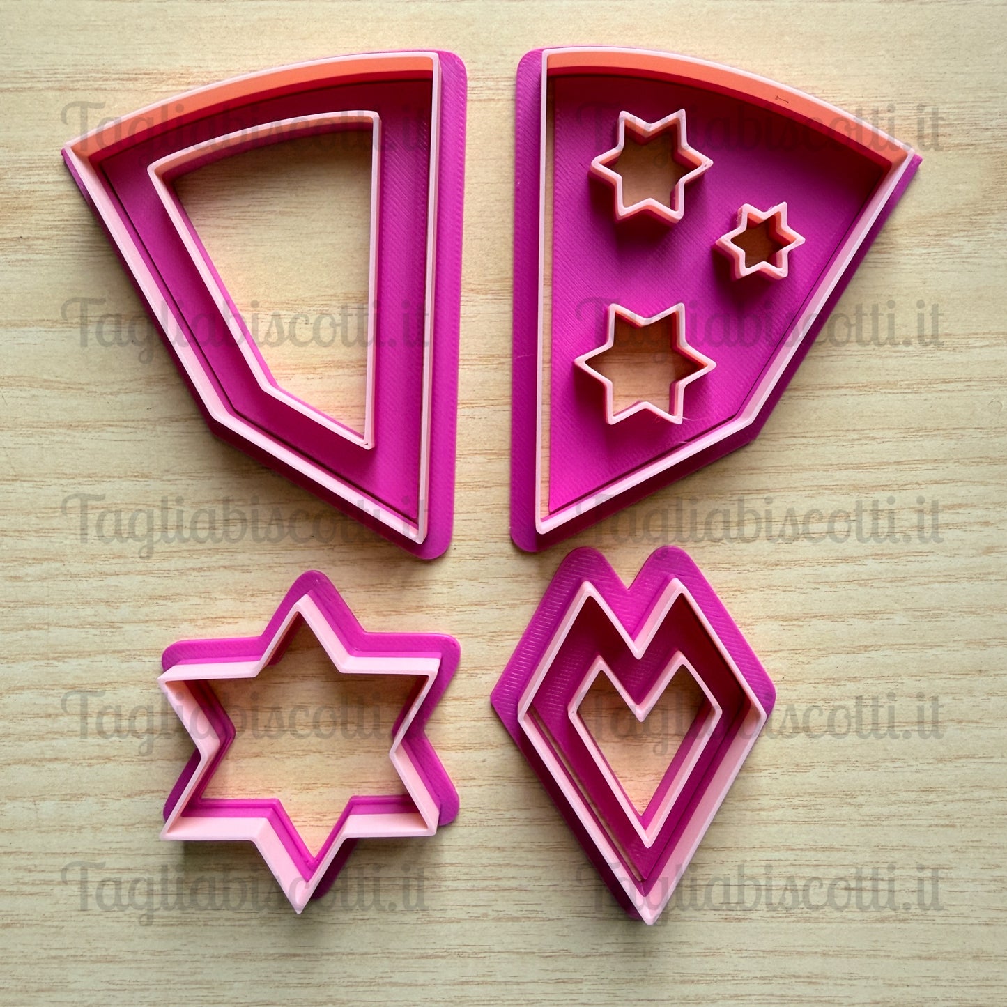 Cookie Cake Mod.5 - Stelle - Crostata biscotto componibile - Divisa “Facile & Perfetta” – Set Cookie Cutter per Fette Precise