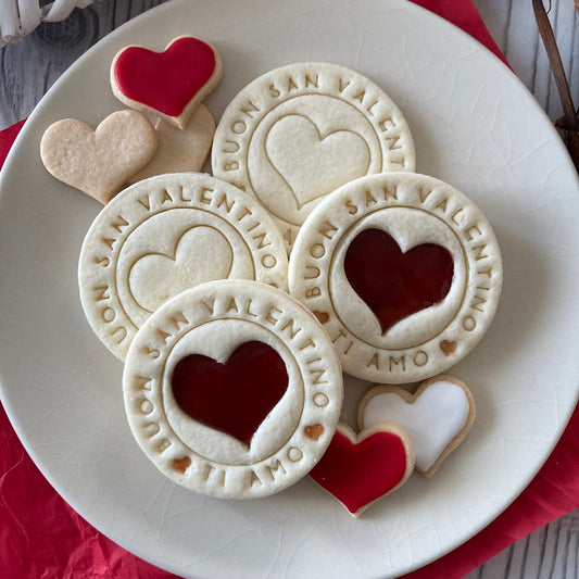 Tagliabiscotti buon San Valentino - Timbro - Scritta - Ti amo - Cookie cutter - Stampo per biscotti o decorazioni in pasta di zucchero