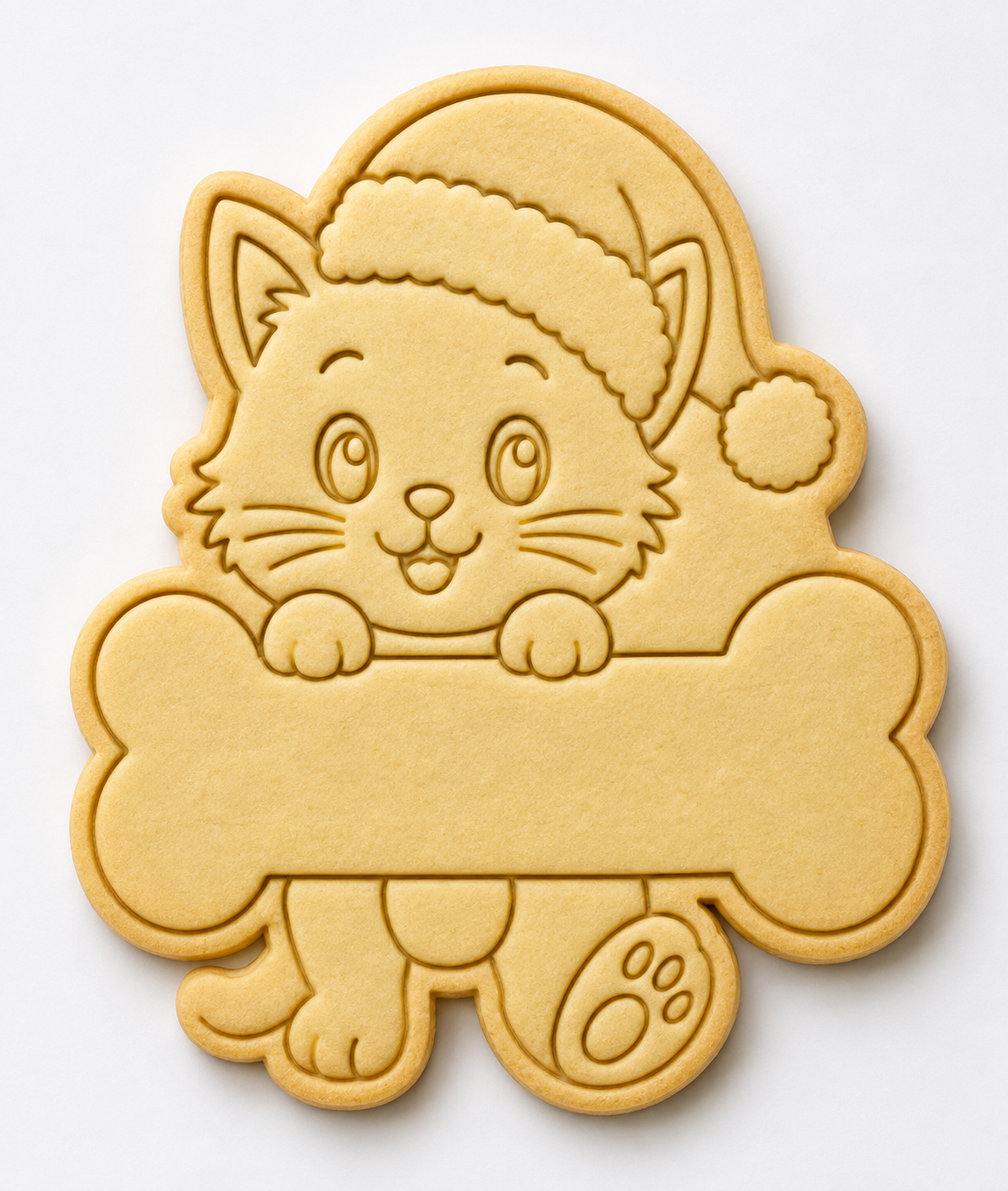 Cane e Gatto di Natale con Targhetta Osso – Tagliabiscotti Natalizi per Biscotti Personalizzati - 10cm