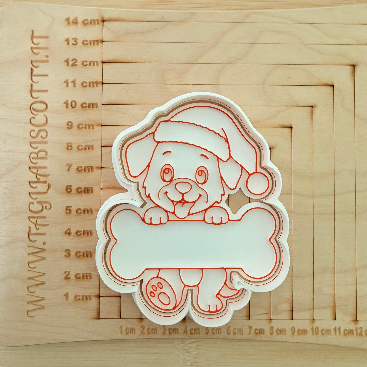 Cane e Gatto di Natale con Targhetta Osso – Tagliabiscotti Natalizi per Biscotti Personalizzati - 10cm