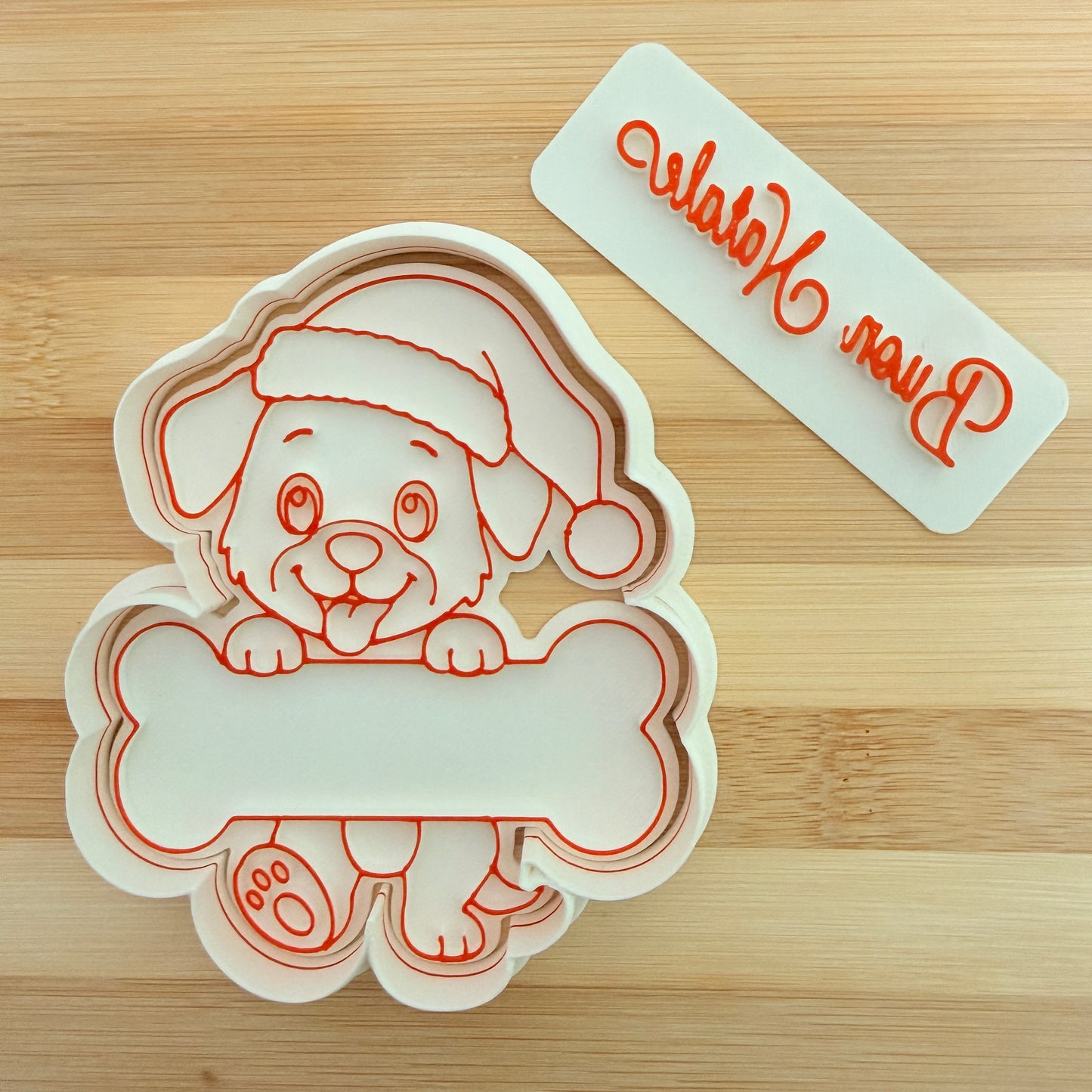 Cane e Gatto di Natale con Targhetta Osso – Tagliabiscotti Natalizi per Biscotti Personalizzati - 10cm