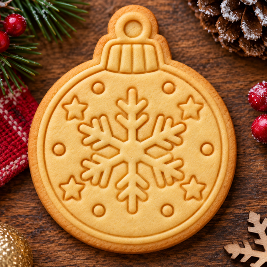 Tagliabiscotti Pallina di Natale con Fiocco di neve - 9,5cm x 8cm