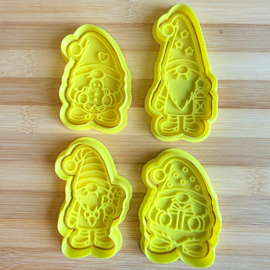 Set 4 Tagliabiscotti Gnomi di Natale – Stampi Natalizi con Dettagli