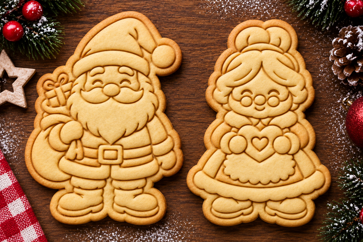 Tagliabiscotti Babbo Natale e Mamma Natale – Set 2 Stampi Natalizi