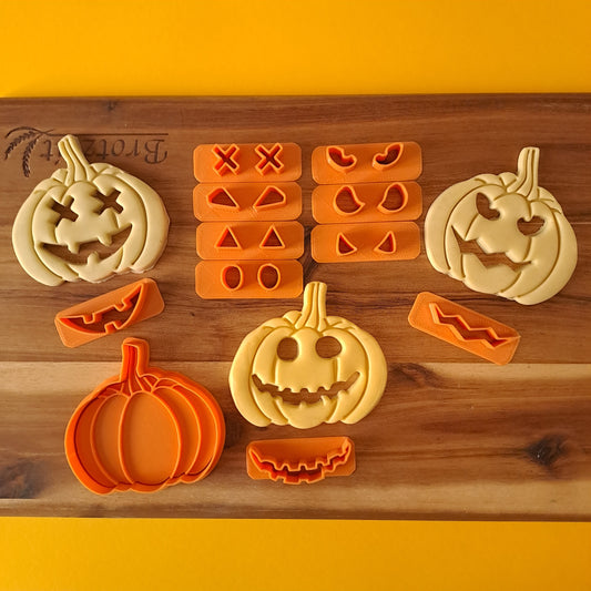 Halloween Pumpkin with Configurable Faces - Cookie cutter - Biscuit or sugar paste mold - 7cm