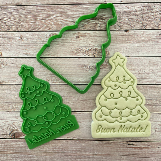 Albero di Natale con scritta "Buon Natale" - Cookies Cutter - Formina - Stampo per biscotti o decorazione torte